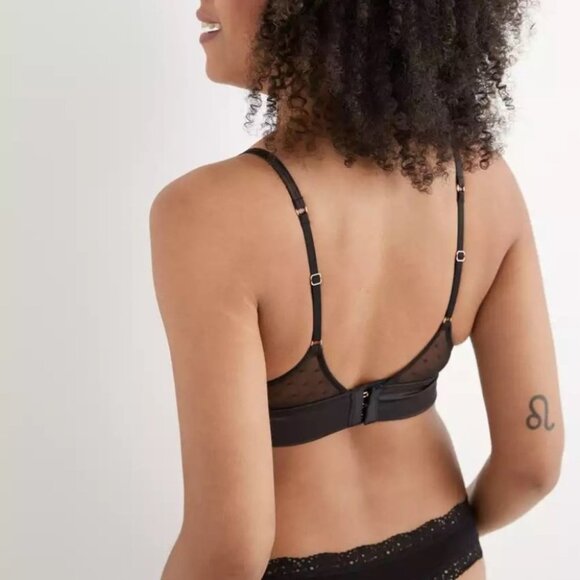 Aerie Bralette Women’s Size Medium Brown Pink Floral Shine Triangle Lace Silky‎ - Picture 7 of 10